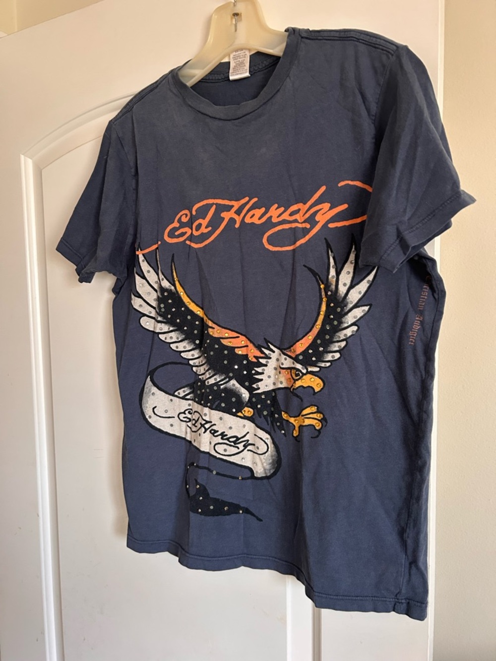 Vintage Ed Hardy women eagle shirt w/Rhinestone size small